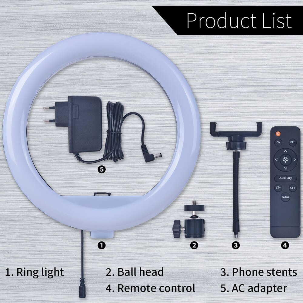 fosoto 12 inch 3000-6500K Photography LED Ring Light Dimmable Ring Lamp Lighting With Remote Tripod For Selfie Makeup Video: Lamp only