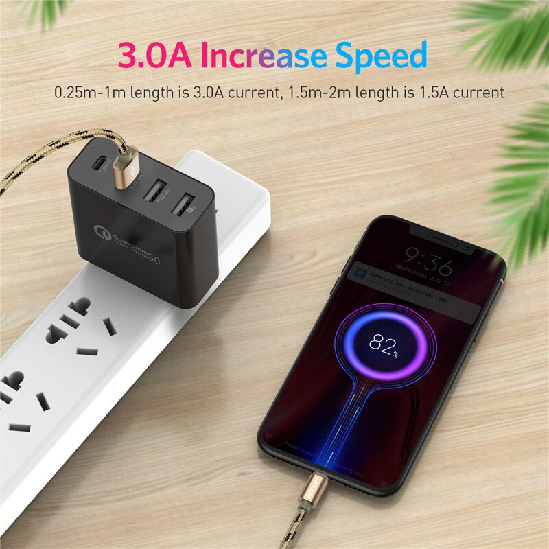 USLION Typ C USB Kabel Schnell Ladegerät Typ-C Schnelle Lade Für Samsung Galaxy S10 S9 S8 Plus Xiao mi mi 5S redmi k20 pro Geräte