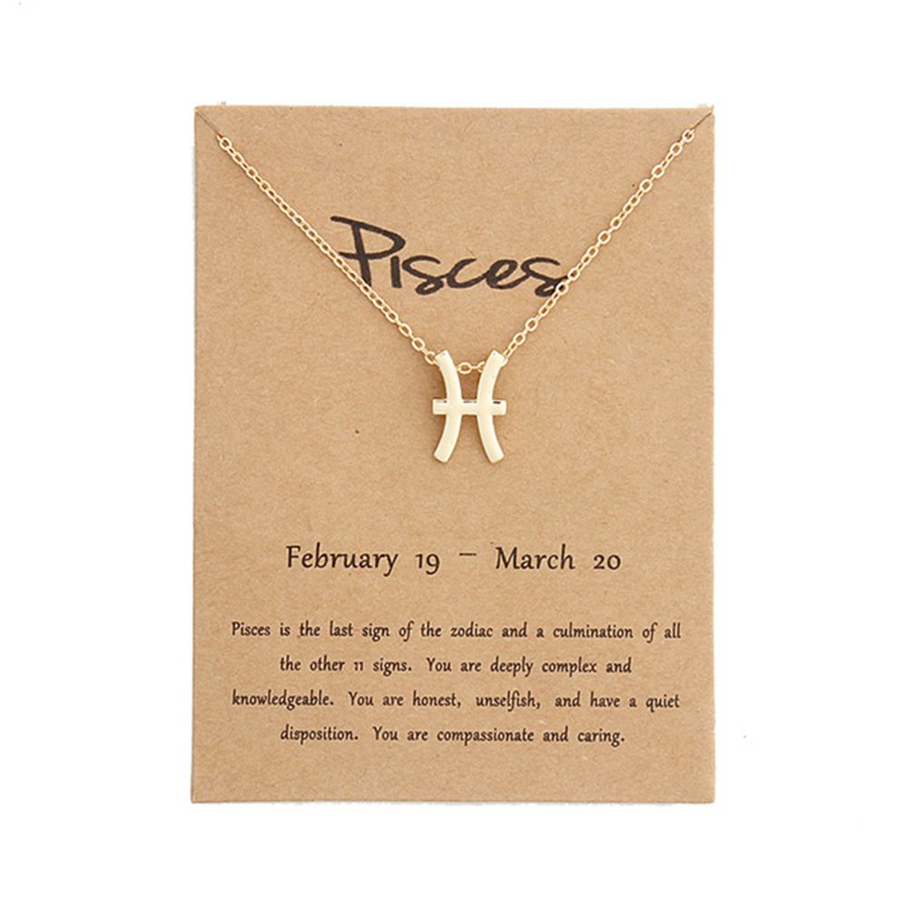 12 Constellation Pendant Necklace Zodiac Sign Necklace Birthday Message Card for Women Girl Jewelry Arrivals: Pisces