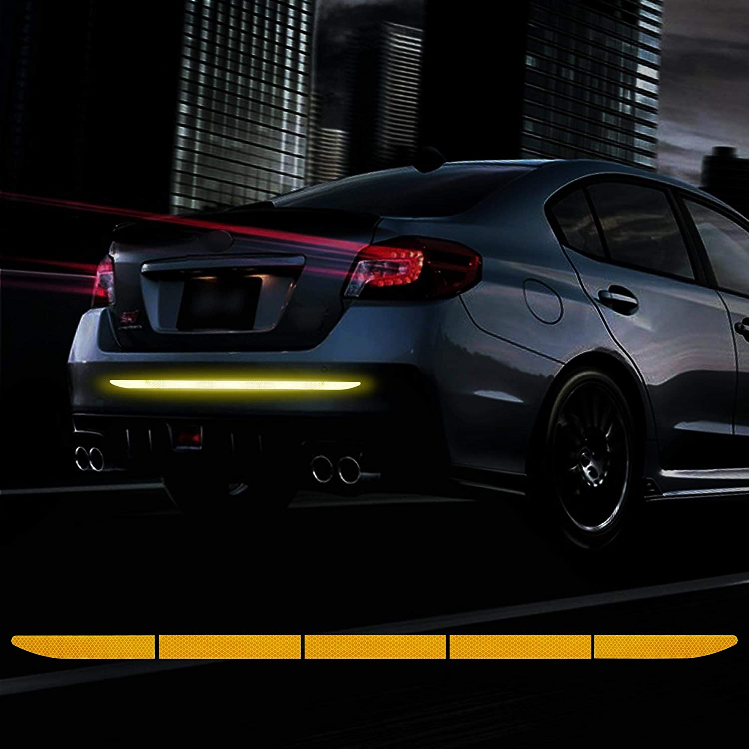 High-Intensity Night Visibility Reflective Decal Universal Safety Warning Diamond Grade Waterproof Self Adhesive for Car Trunk: Orange