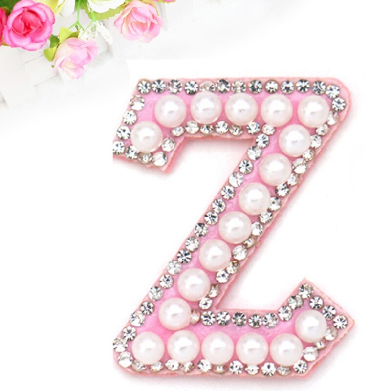 Parches de de letras planchables, 26 Uds., apliques para coser en diamantes de imitación, A-Z de letras de pera, parches de bordados para hacer manualidades
