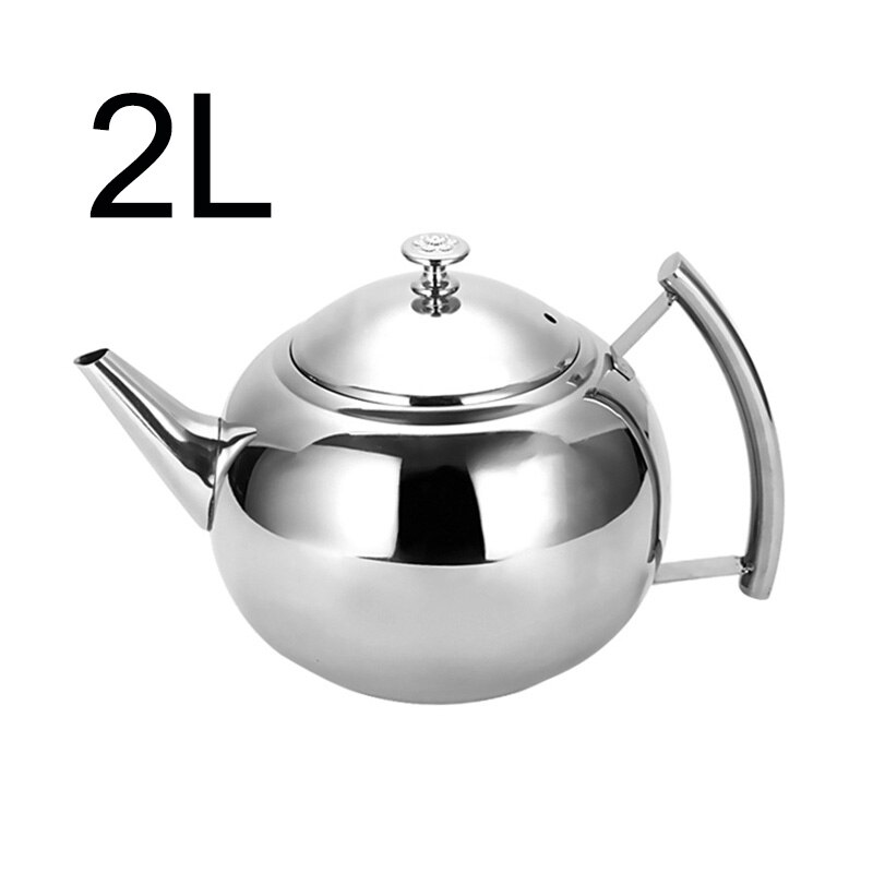 Stainless Steel Tea Pot Coffee Pot With Filter Hotel Restaurant Induction Cooker Tea Kettle Water Pot 1L/1.5L: 2L-Silver