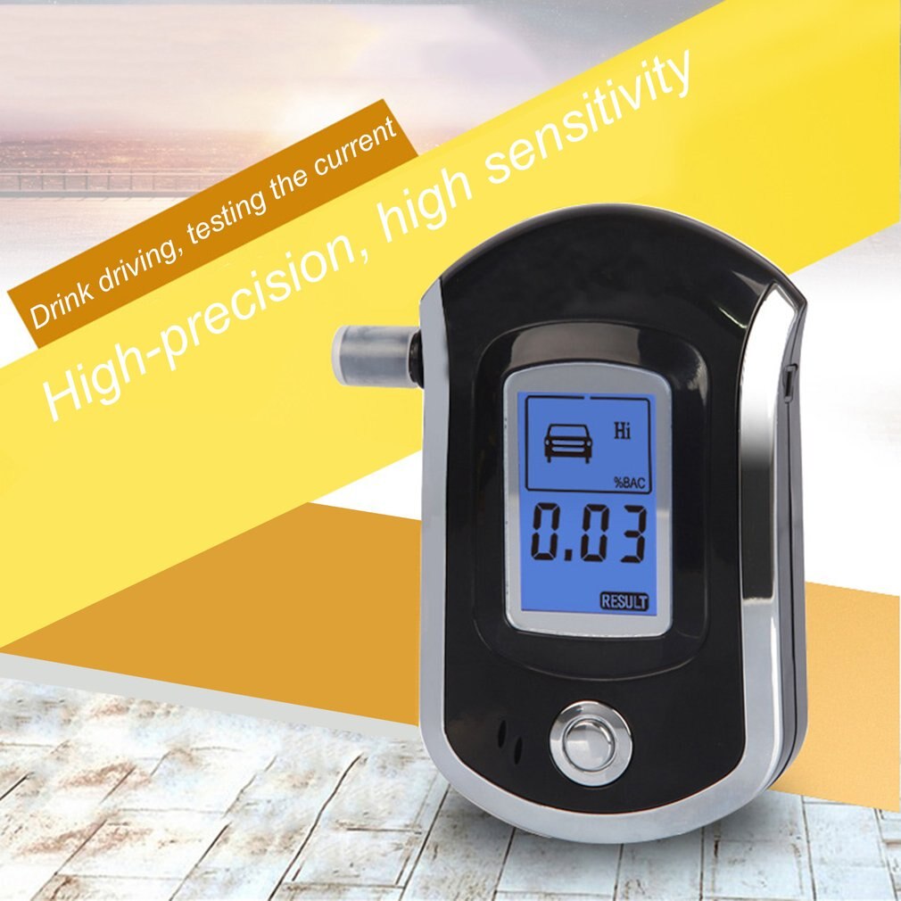 Digital Breath Alcohol Tester LCD Breathalyzer Analyzer With 5 Mouthpiece High Sensitivity Quick