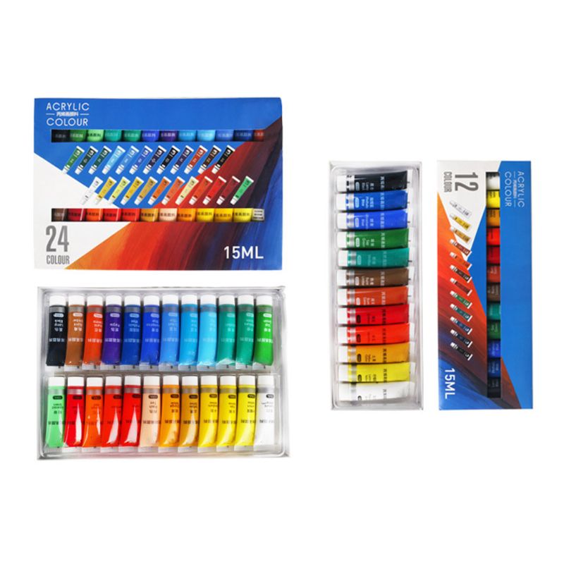 12/24 Colors Acrylic Paints 15ml Tubes Drawing Painting Pigment Hand-painted Wall Paint for Artist DIY