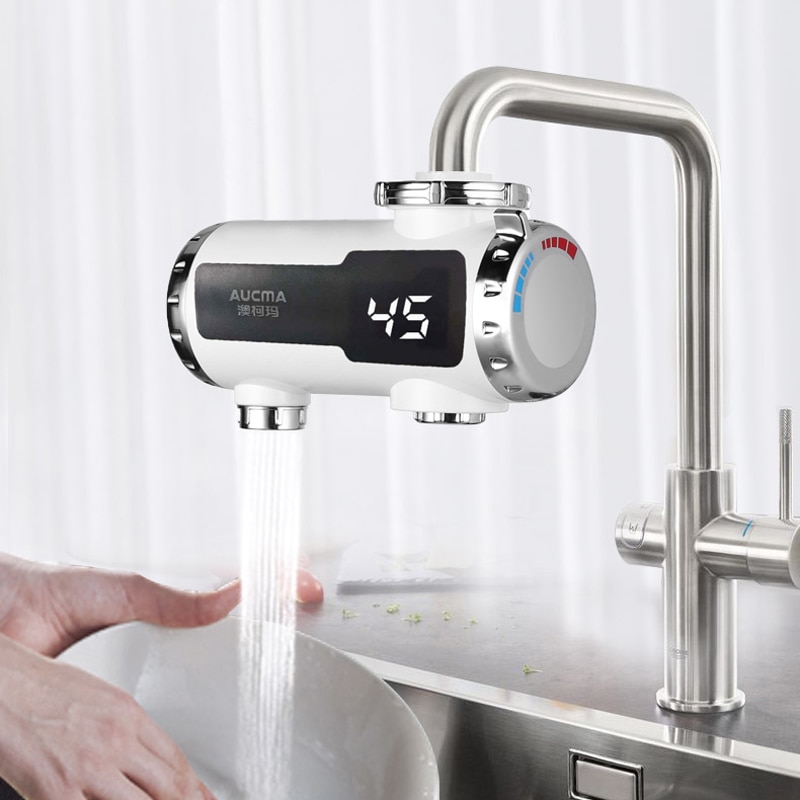 3000W Instant Elektrische Kraan Snelle Verwarming Elektrische Kraan Boiler Warm en Koud Dubbele Outlet Verwarmingswater LCD 220V