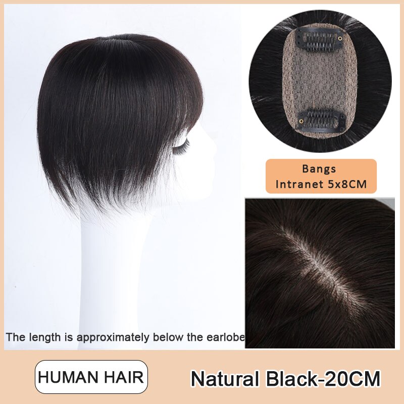 3D Long Bangs Clip In on Front Hair Bang Side Fringe Hair Extension Synthetic Bangs Hair Women Bangs Synthetic Hair Pieces: BF52-20-2
