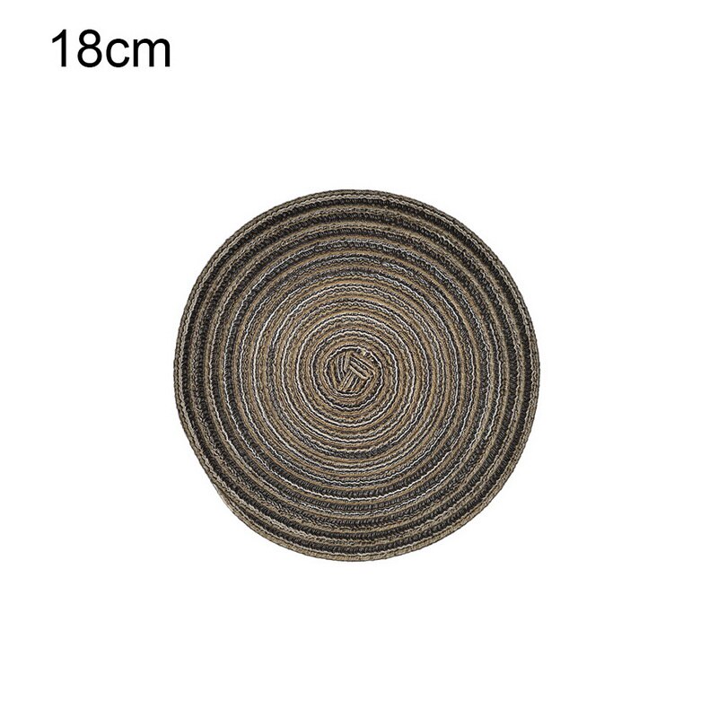 Nordisk rundbordsmatta anti-slip dryckunderlägg isolerade solida placemats linne halkfri ramie matta köksredskap för heminredning: Kaffe 18cm
