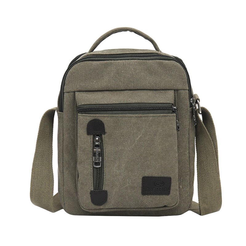 Men's Casual Shoulder Bag Solid Color Business Messenger Bag Simple Large Capacity Multi-purpose Canvas Bag: Style A green