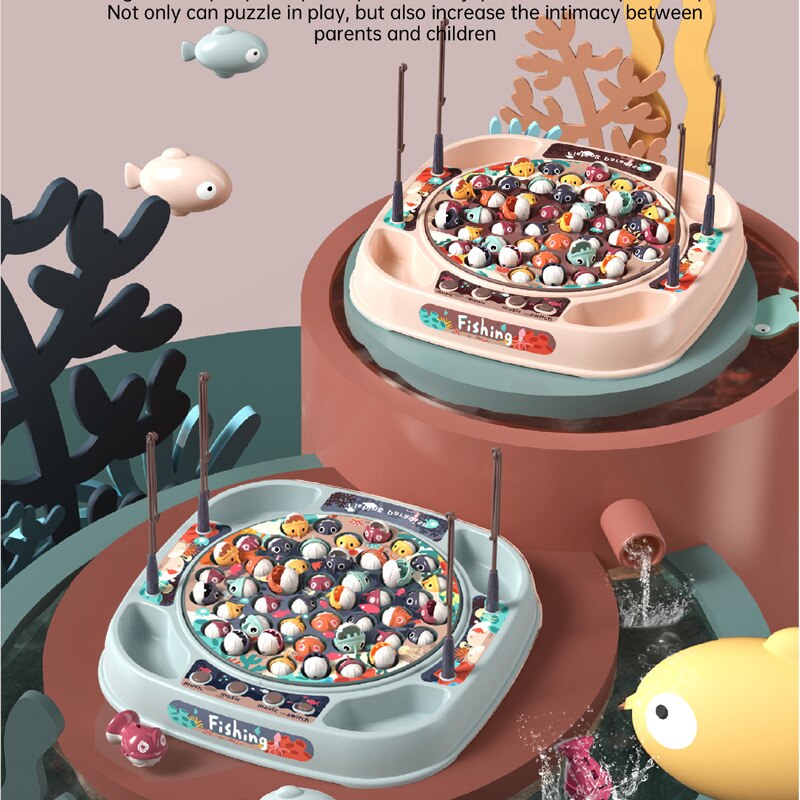 3 Om 6-Jaar-Oude Vissen Speelgoed Familie Simulatie Draaiende Elektrische Speelgoed Muziek Verlichting Ouder-kind Interactieve kinderen