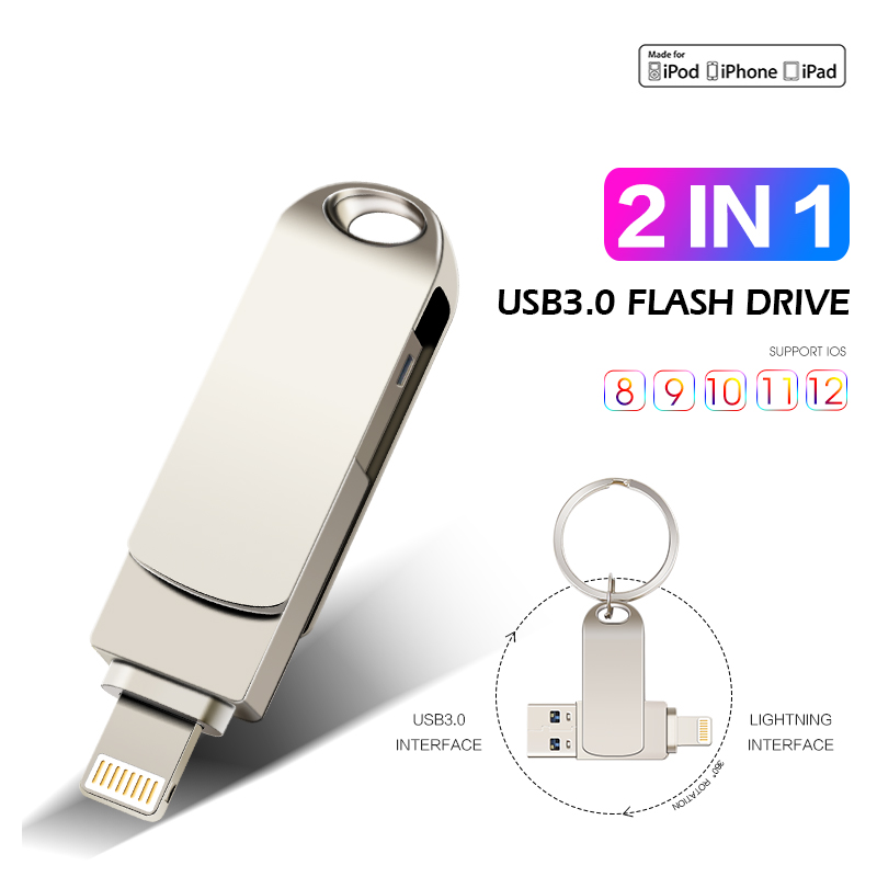 Chiavetta Usb pendrive per iPhone 6/6s/6Plus/7/7Plus/8/X Pen Drive Usb/Otg/Lightning 2 in 1 per dispositivi di archiviazione esterni iOS