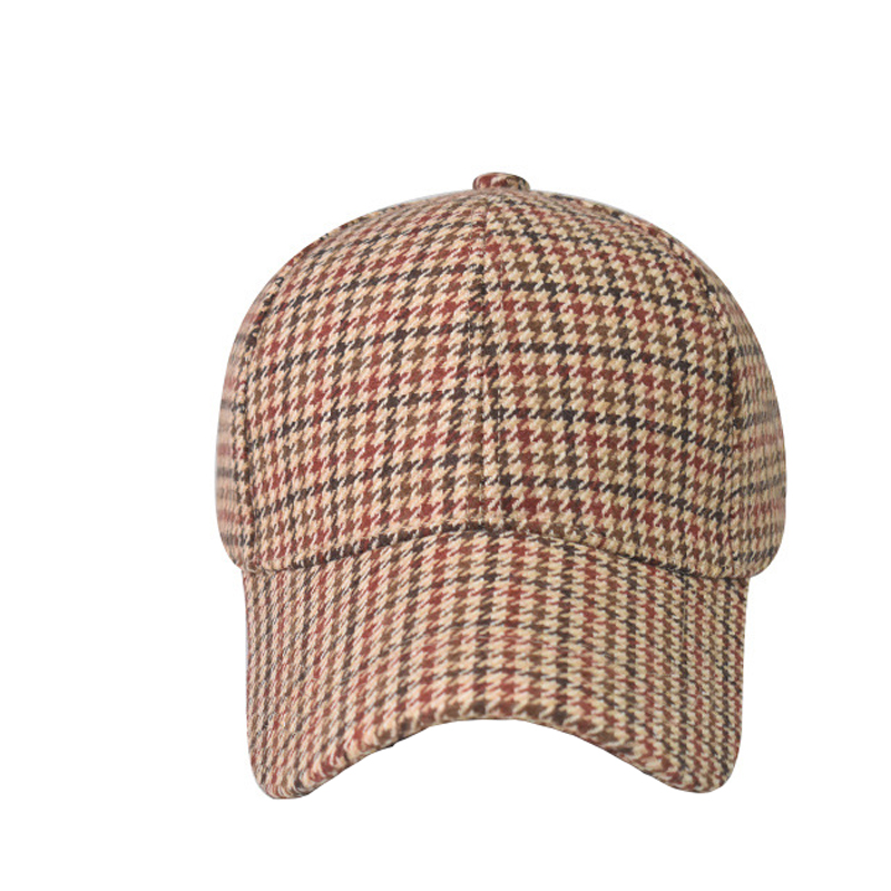 Frühlings-baseballkappe für damen und herren, sommer-sonnenhut aus filz mit hahnentrittmuster, trucker-snapback-kappe, lässige studentenkappe