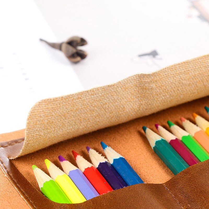 Estuche de lápices de cuero Vintage para la escuela, estuche para lápices para niños y niñas, suministros escolares