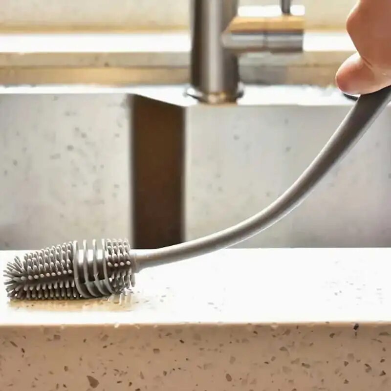 Spazzola per pulizia bottiglia in silicone con manico lungo Spazzola per pulizia cucina Spazzola per tazza Thermos Spazzola per vetro Strumenti per la pulizia