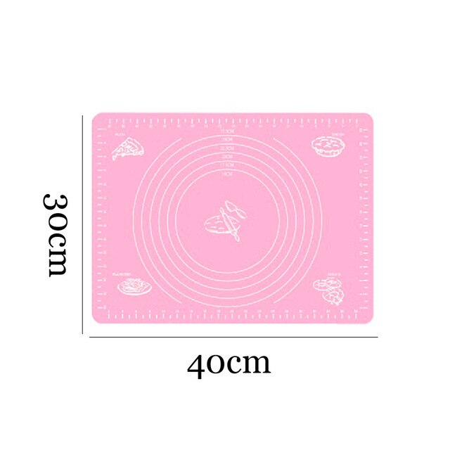 Siliconen bakmat verdikkingsmiddel bloem rolmat kneeddeegmat bakdeeg rolmat bakvormen: Roze -30 x 40cm