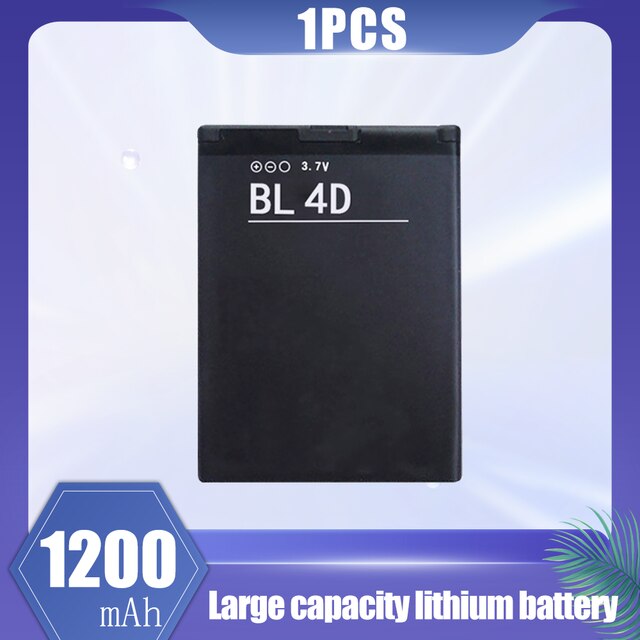 BL-4D-batería de litio recargable BL 4D BL4D de 1200mAh para Nokia Mini, E7, E7-00, N5, N8, N8-00, E5, E6, E5-00, 702T, T7-00, 803, N803: 1PCS