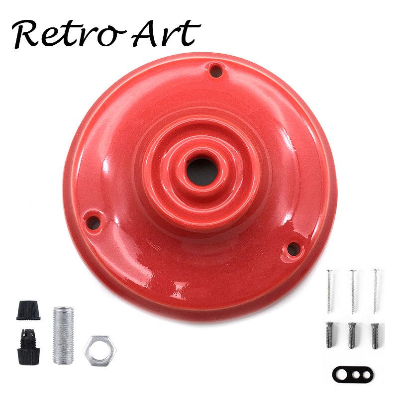 Vintage Ceramic Porcelain Ceiling Rose edison style ceiling canopy: Red