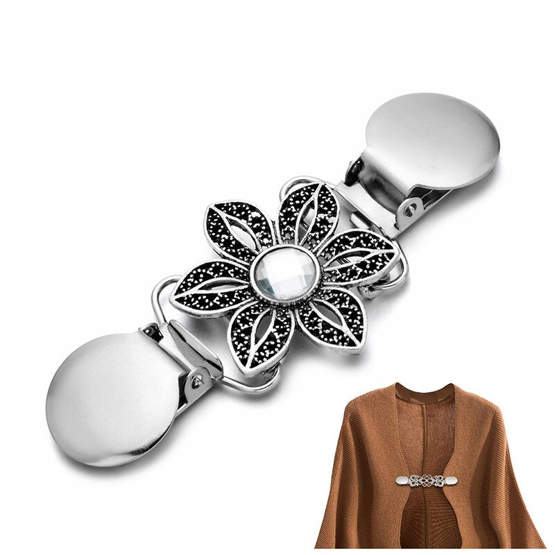 1pc kofta krage clips hållare dam klänningar sjal dekor glänsande kristall cape kappa spännen fästen spänne brosch klämma: 13 9.5 x 3.5cm