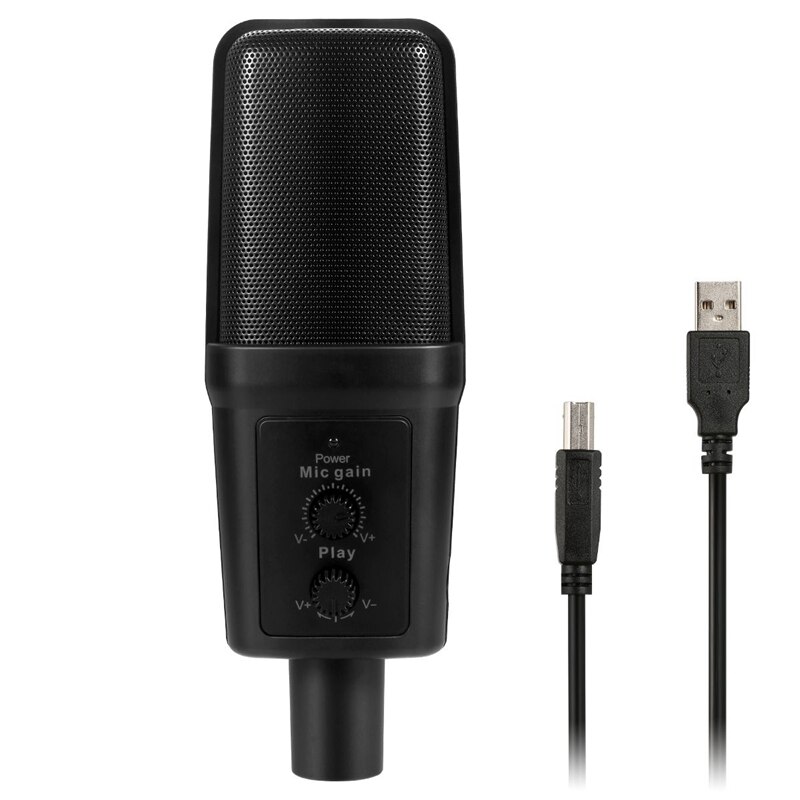 SF-970 Wired Microphone USB Condenser Sound Recording Mic with Stand for Chatting Singing Karaoke Laptop Skype