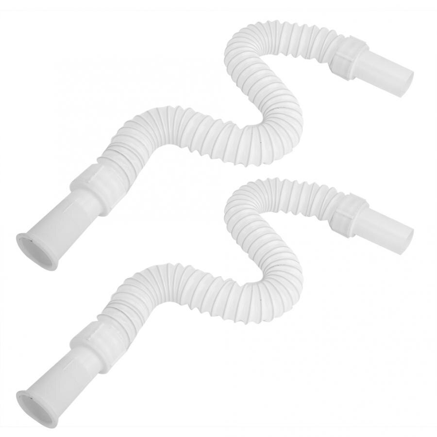 2Pcs Flexible Sink Drain Hose Retractable Bathroom Wash Basin Water Drainer Tube Washing Machine Drain Plumbing Extension Pipes