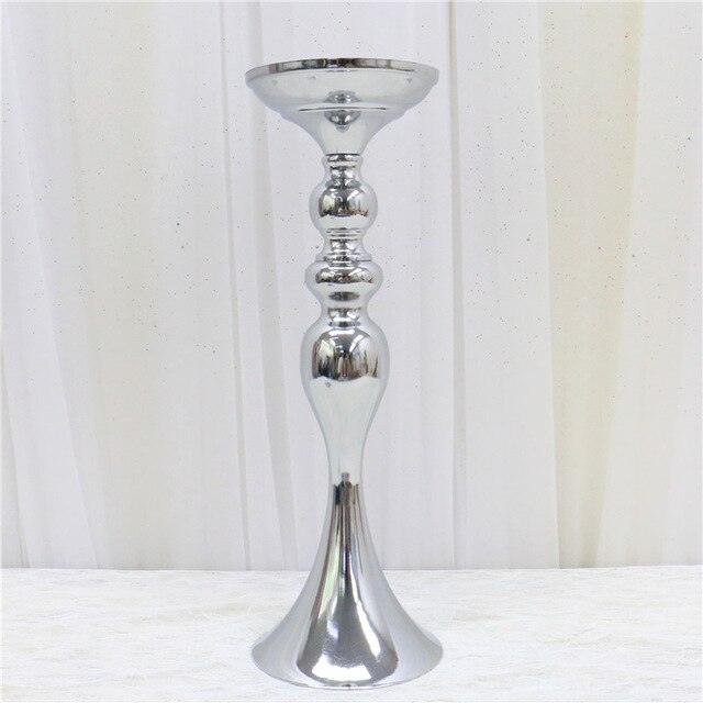 35/40/50cm Artificial flower table centerpiece party wedding backdrop decor road lead flower ball rose hydrangea rose peony leaf: 32cm silver stand
