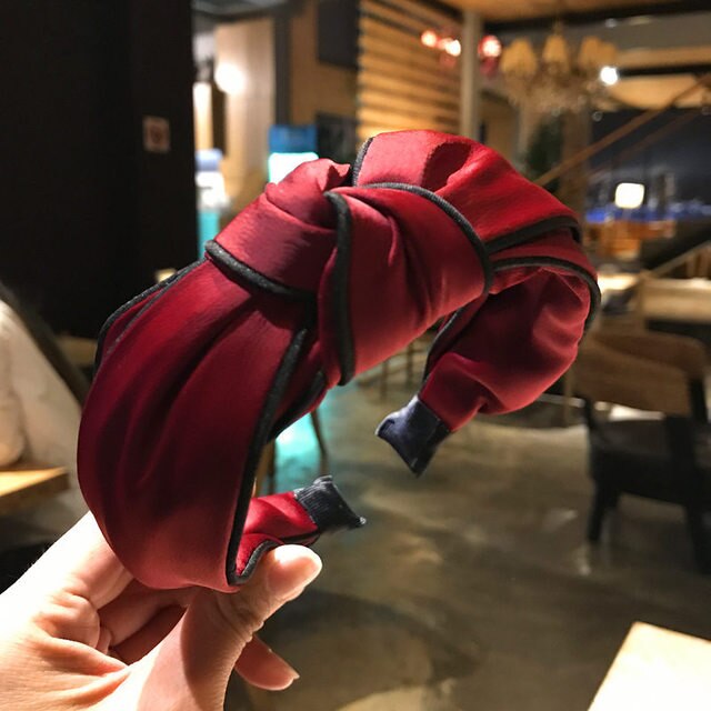 Diadema de tela lisa para mujer, accesorios para el cabello, diadema con nudo para adultos, tocado, Aro para el cabello, 1 pieza: Rojo