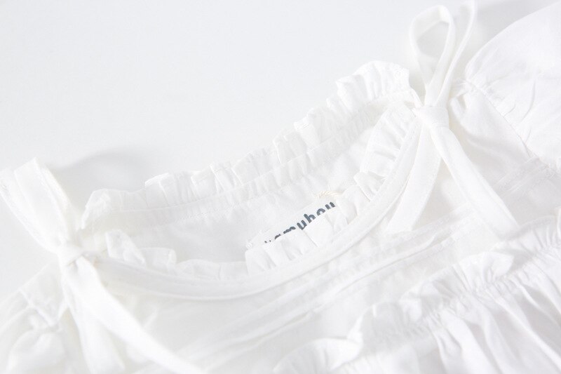 Blusa holgada de algodón con manga abombada para niña de 1 a 5 años, camisa blanca a la ,