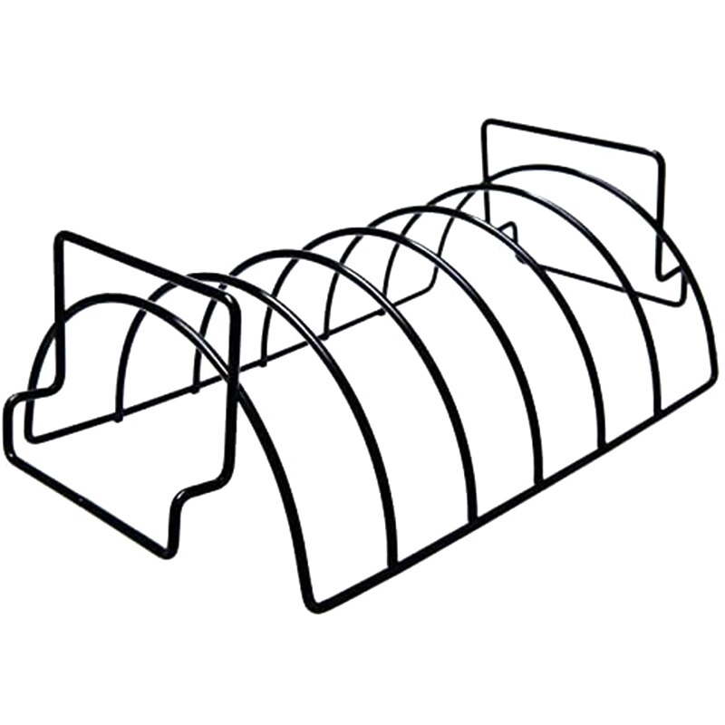 Grill Rib Rack for BBQ, Large Non-Stick Stainless Steel Rib Roast Rack Holder for Grilling to Hold 6 Rib Rack (Black)