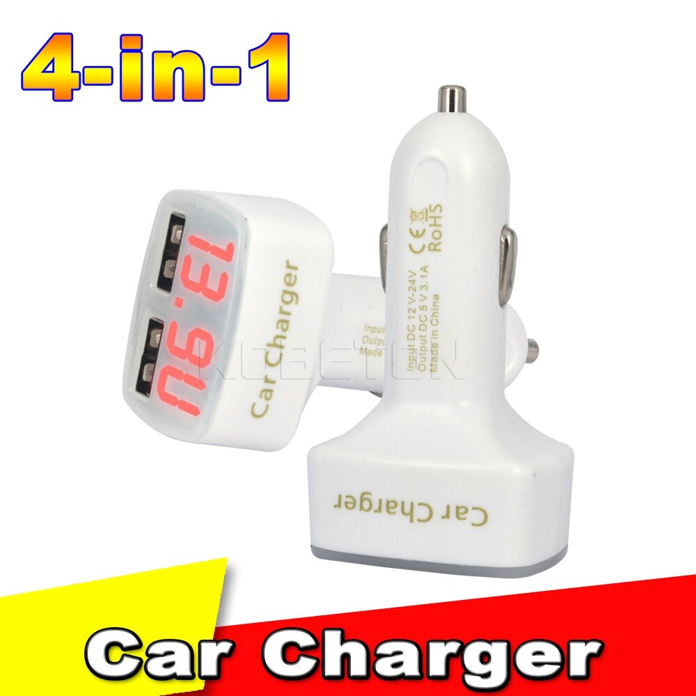 Kebidu 4 in 1 auto-doppel-usb-ladegerät mit 3.1a 2 led-anzeigen für stromstärke, temperatur, spannung und  dc12-24v