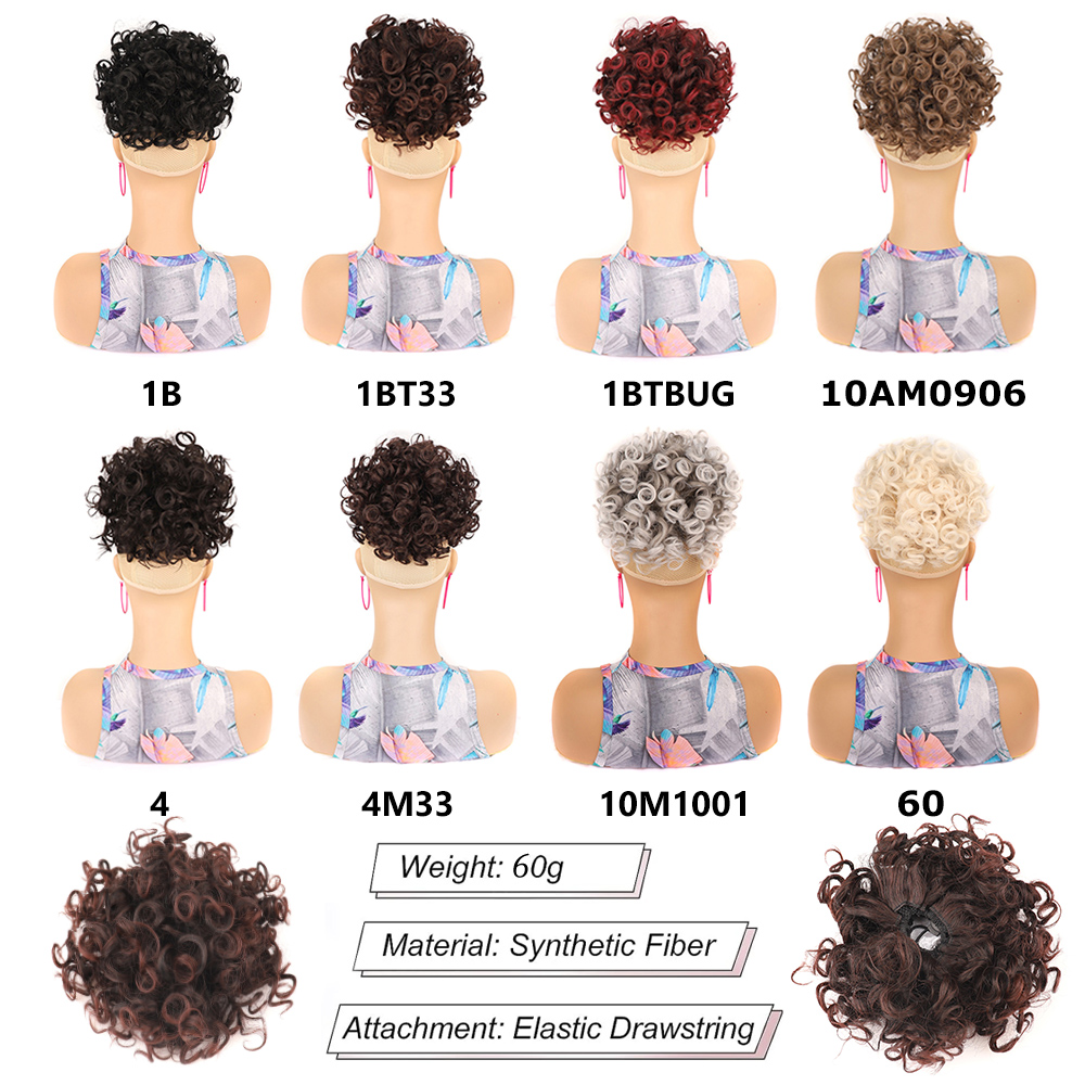 Chignon en désordre pour femmes, cordon élastique, vague lâche, grand Chignon bouclé, Extension queue de cheval bouffante synthétique