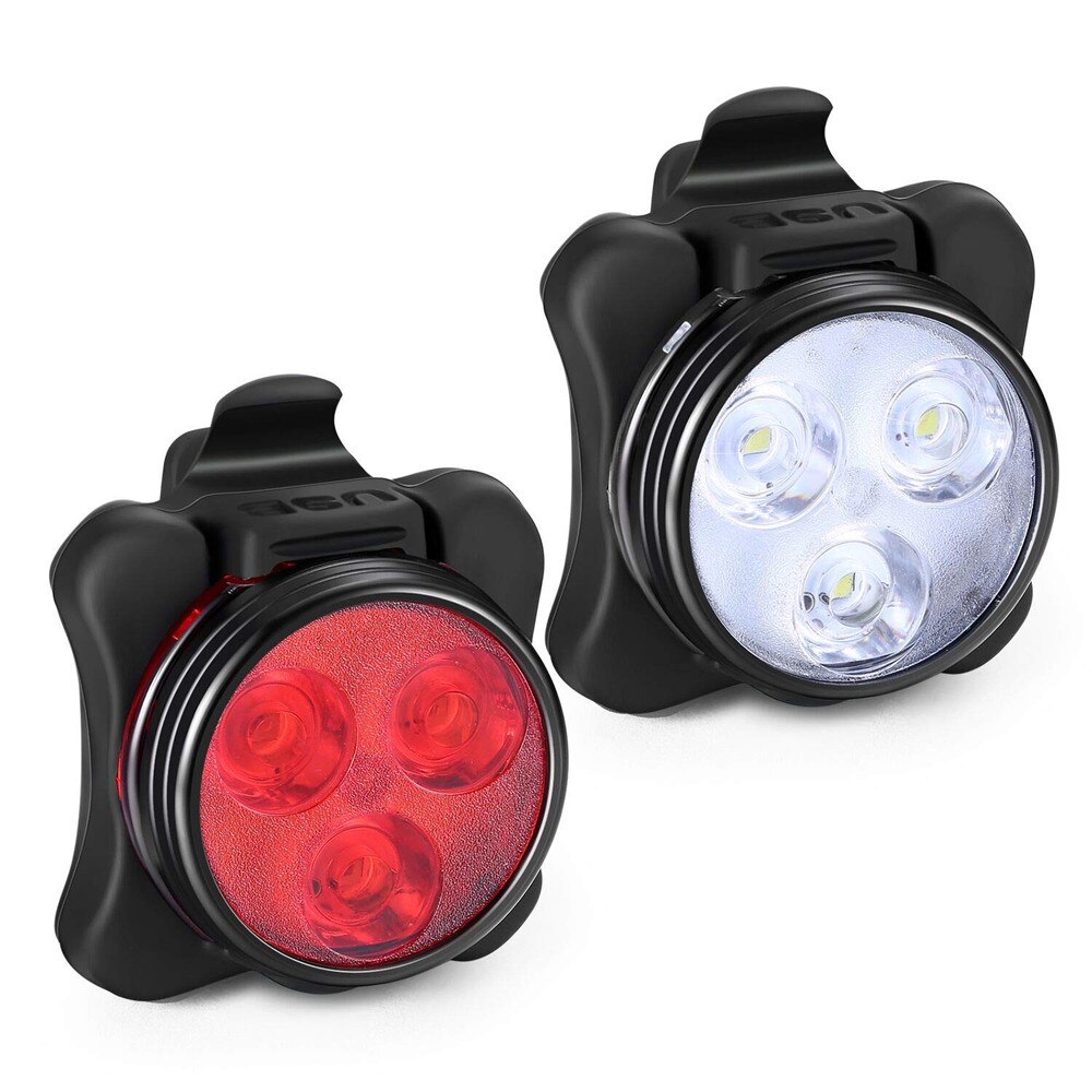 25# Cycling Equipments Cycling Bicycle Bike 3 Led Head Front With Usb Rechargeable Tail Clip Light Lamp