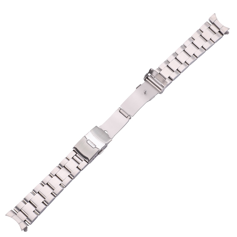 Rostfritt stål klockband armband 20mm 22mm män metall borstad krökt änd klockband band klockor tillbehör