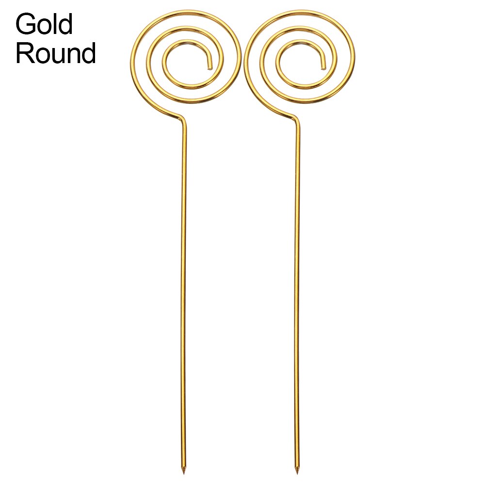 2PCS Heart/Round/Stars Reusable Stainless Steel Fruits Toothpicks Metal Cocktail Picks Skewers Garnish Picks Table Decor: gold 2