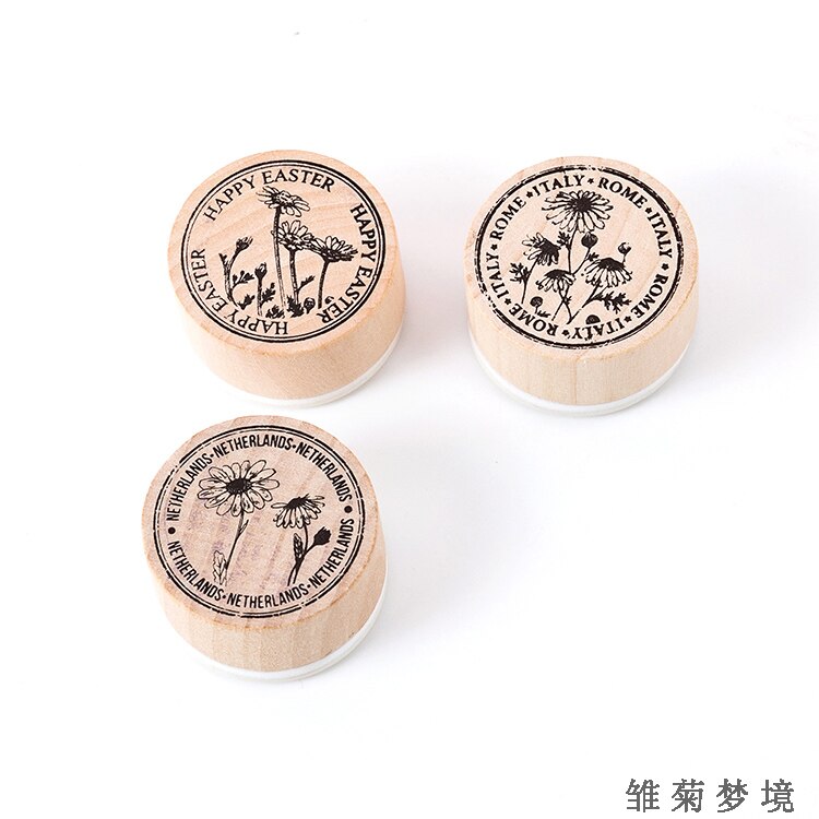 Retro Postmark Series Plant decoration stamp wooden rubber stamps for scrapbooking stationery DIY craft standard stamp: 4