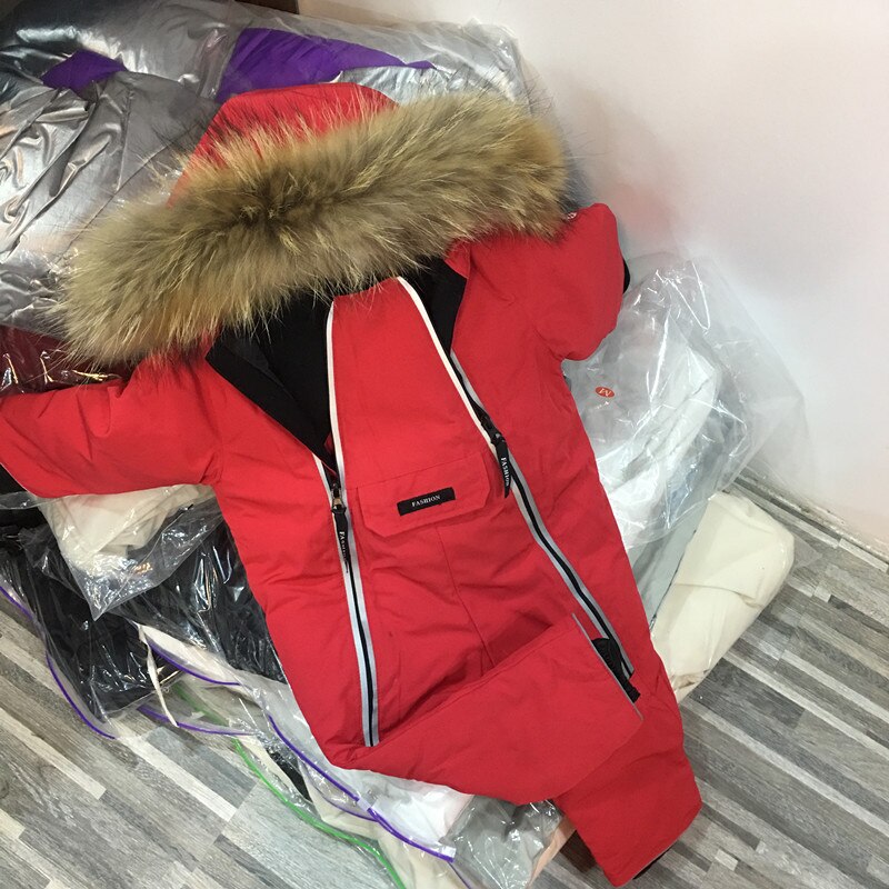 Baby down jumpsuit pojille ja tytöille laskettelupuku: Punainen / 6m