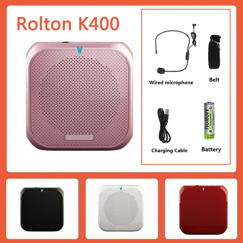Rolton K400 Draagbare Voice Versterker Megafoon Booster Ontmoette Bedrade Microfoon Luidspreker Speaker Fm Radio MP3 Leraar Training
