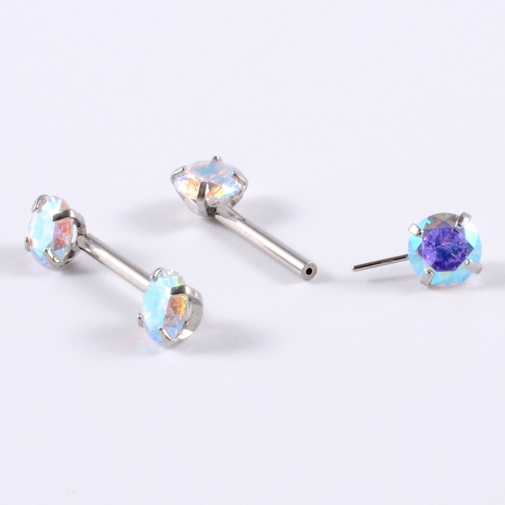 Cz Gem Tepel Barbell Ring Threadless Ab &amp; Clear Crystal Tepel Ring Perspassing Tepelhoedje Threadless Piercing Body Sieraden