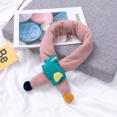 Børnetørklæde varmt tørklæde lille dinosaur børn tørklæde benhui efterår og vinter tegneserie baby tørklæde vinter krave: Lyserød