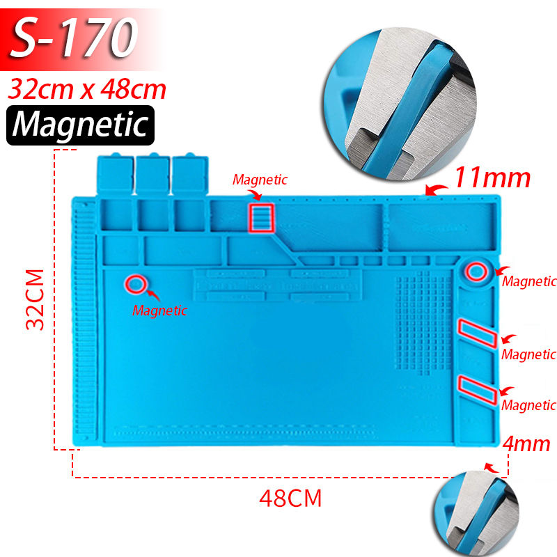 Lötstation Matte Silikon Arbeitsmatte Hitzebeständig 932 ° F Antistatische Magnetmatte für die Reparatur elektronischer Telefon-Laptop-Uhren: Anderes