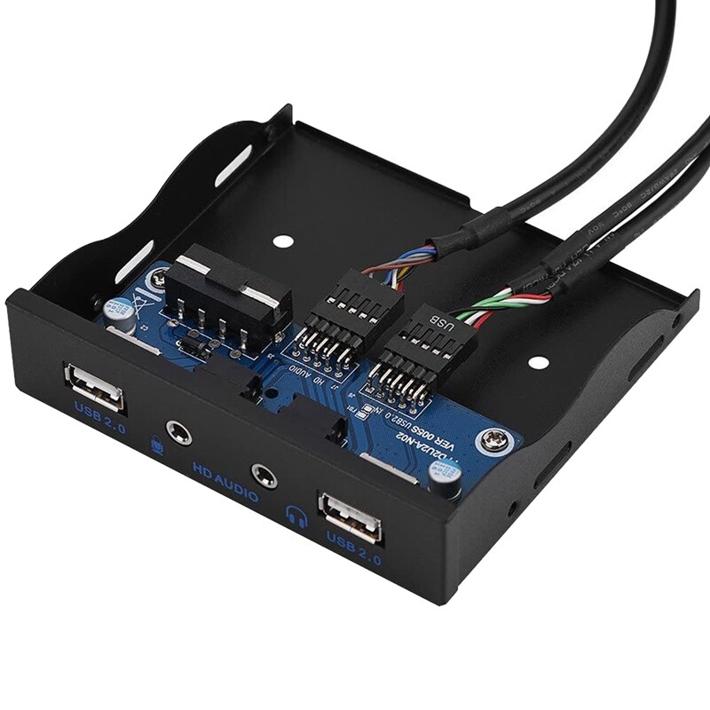 Multi-Functional Front Panel,USB2.0 HD-Audio Floppy Front Panel 3.5inch 9Pin to 2 USB2.0 Interface with MIC Audio Plug: Default Title