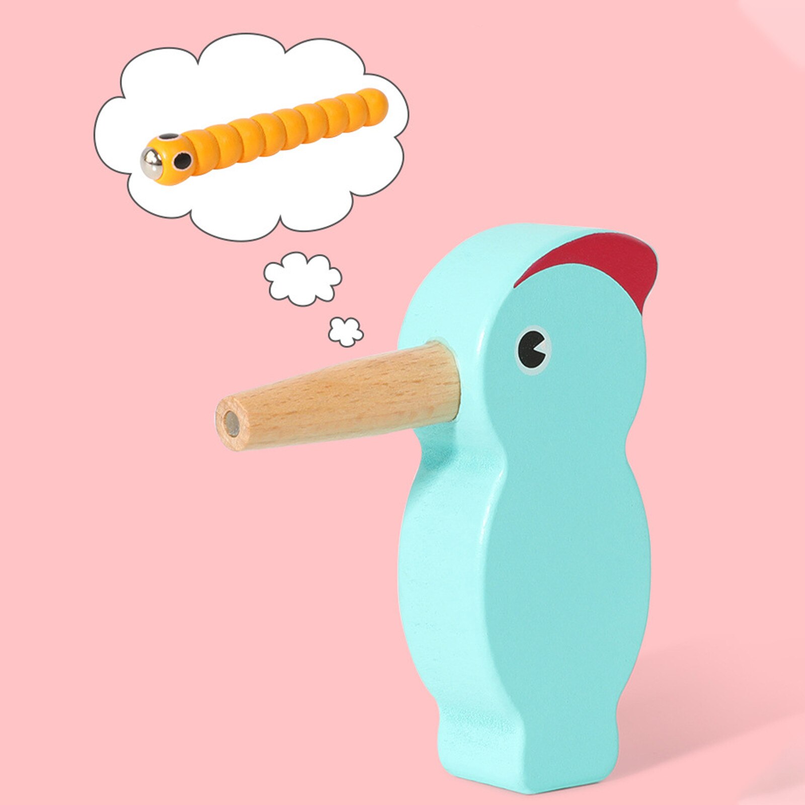 Specht Vogel Eten Worm Insecten Speelgoed Duurzaam Magnetische Vogel Eten Worm Развивающие Игрушки Деревянные Speelgoed