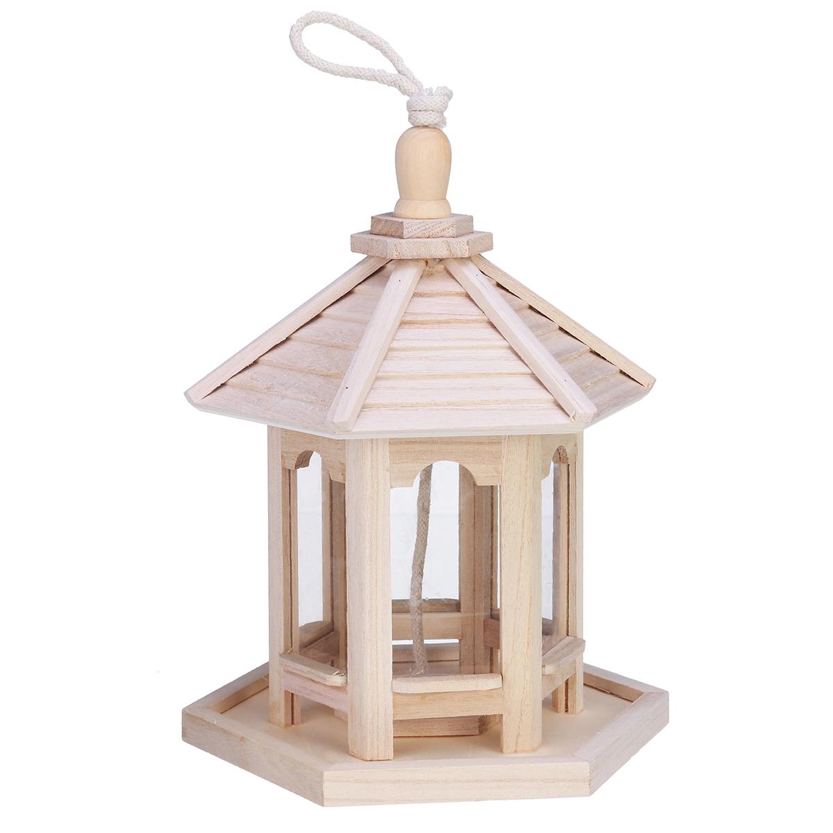 Bird Feeder Outdoor Wooden Hanging Bird Food Container for Balcony Garden Park Hummingbird Feeder for Parrots: Wooden Color