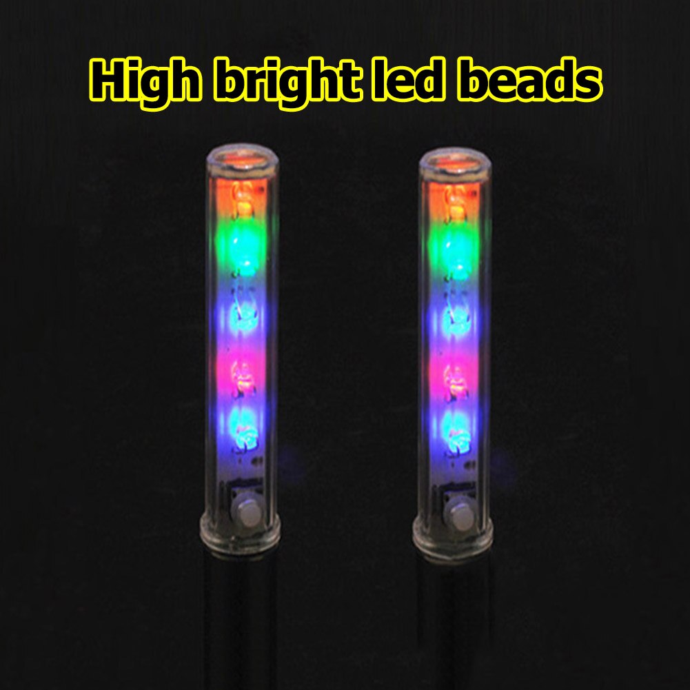 2Pieces Bicycle Wheel Tire Lights 5 Led Valve Lamp Bicycle Motorcycle Car Tire Spoke Cap Flash Neon Light With Button Battery