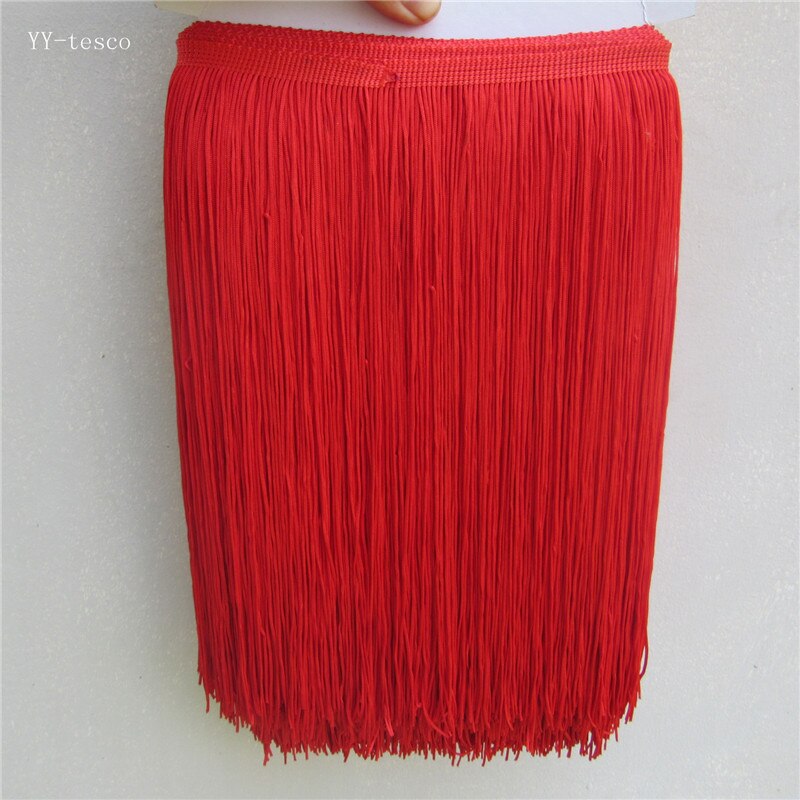 YY-tesaco 5yards 30cm Wide Lace Fringe Trim Tassel Fringe Trimming For DIY Latin Dress Stage Clothes Accessories Lace Ribbon: red