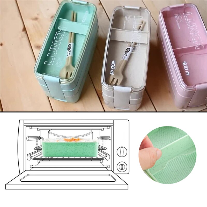 201-300ml/900ml Healthy Material Lunch Box 3 Layer Wheat Straw Bento Boxes Microwave Dinnerware Food Storage Container Lunchbox
