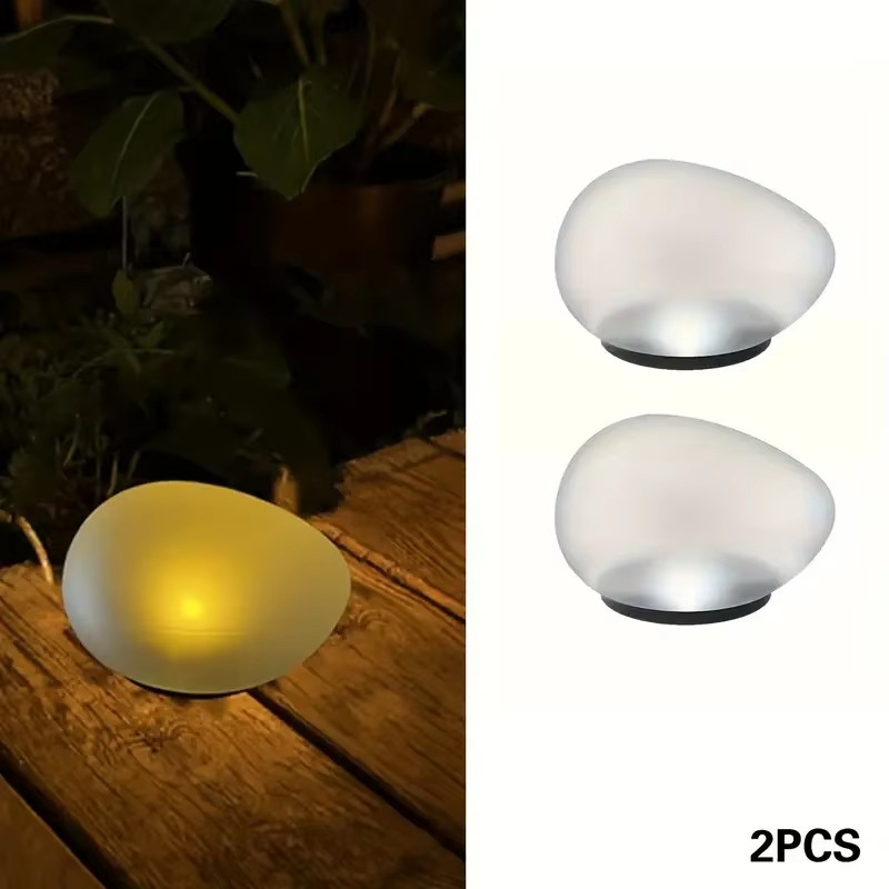 Solar-Dekorationslampe, mattierte Bodenlampe, wasserdicht, tragbar, energiesparend, Laterne, Kieselstein-Rasenleuchte, Gartenlampe für Zuhause: Rot