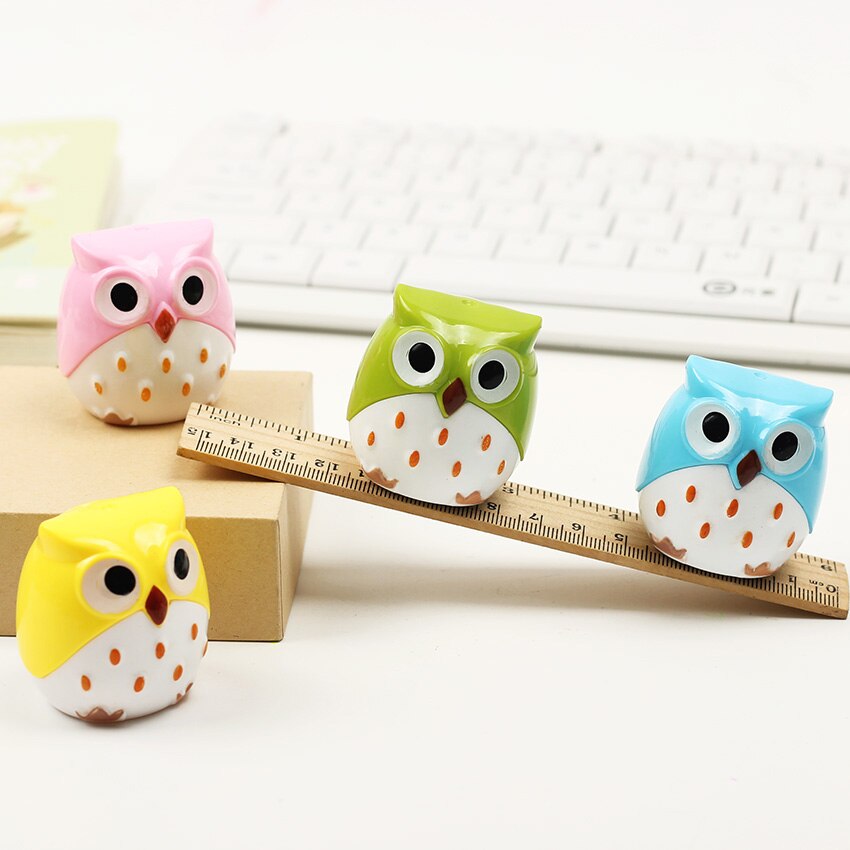 Mini Kawaii-sacapuntas con forma de búho, material escolar de papelería para estudiantes, 1 unidad