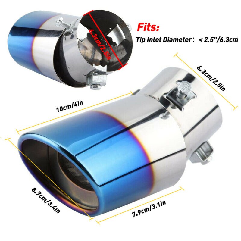 Round Universal Car Exhaust Muffler Tip Stainless Steel Pipe Exhaust Tail Muffler Tip Pipe Silver Chrome Car Accessories