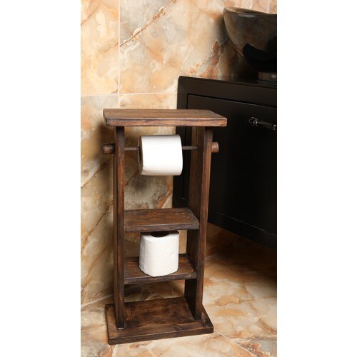 Houten Wc Toiletrolhouder Voetstuk Stand Organizer Wall Mounted Handdoek Servet Houder Telefoon Opbergrek Badkamer Accessoires