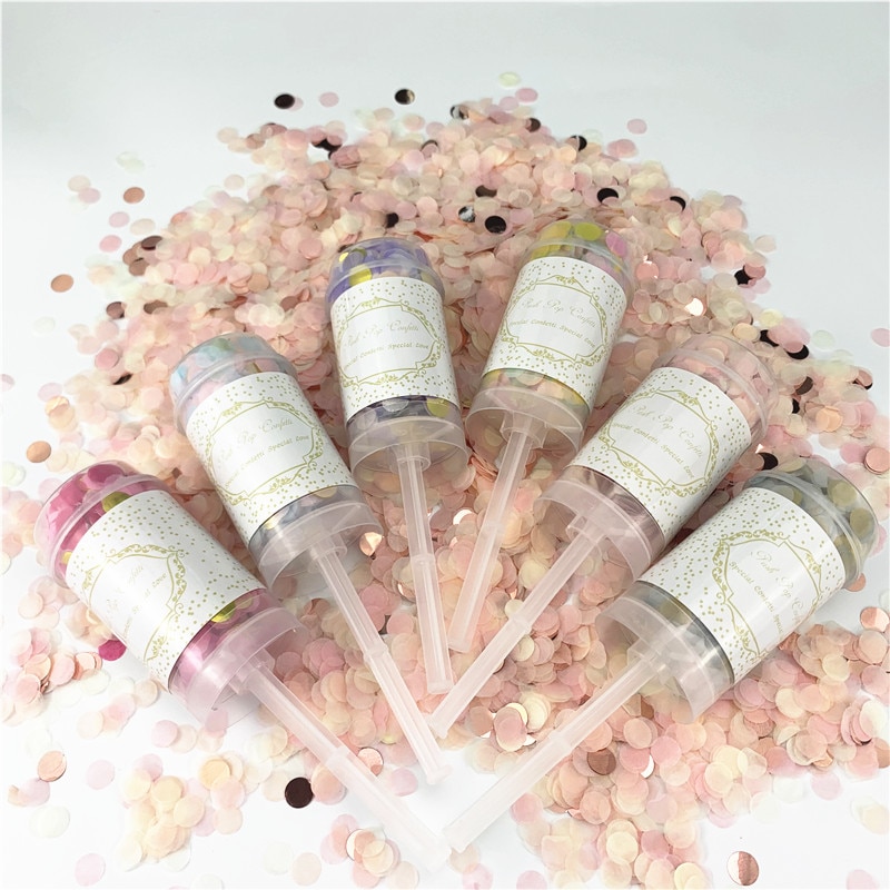 1pc runde push pop konfettis container konfetti poppers bryllup bryllup fødselsdag polterabend fester