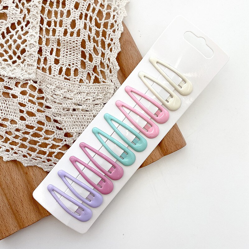 Pinzas para el pelo en forma de gota de caramelo para niña, 5cm, broche de Metal, pasadores BB, horquilla, conjunto de accesorios para el cabello para niño, 10 Uds.: C7